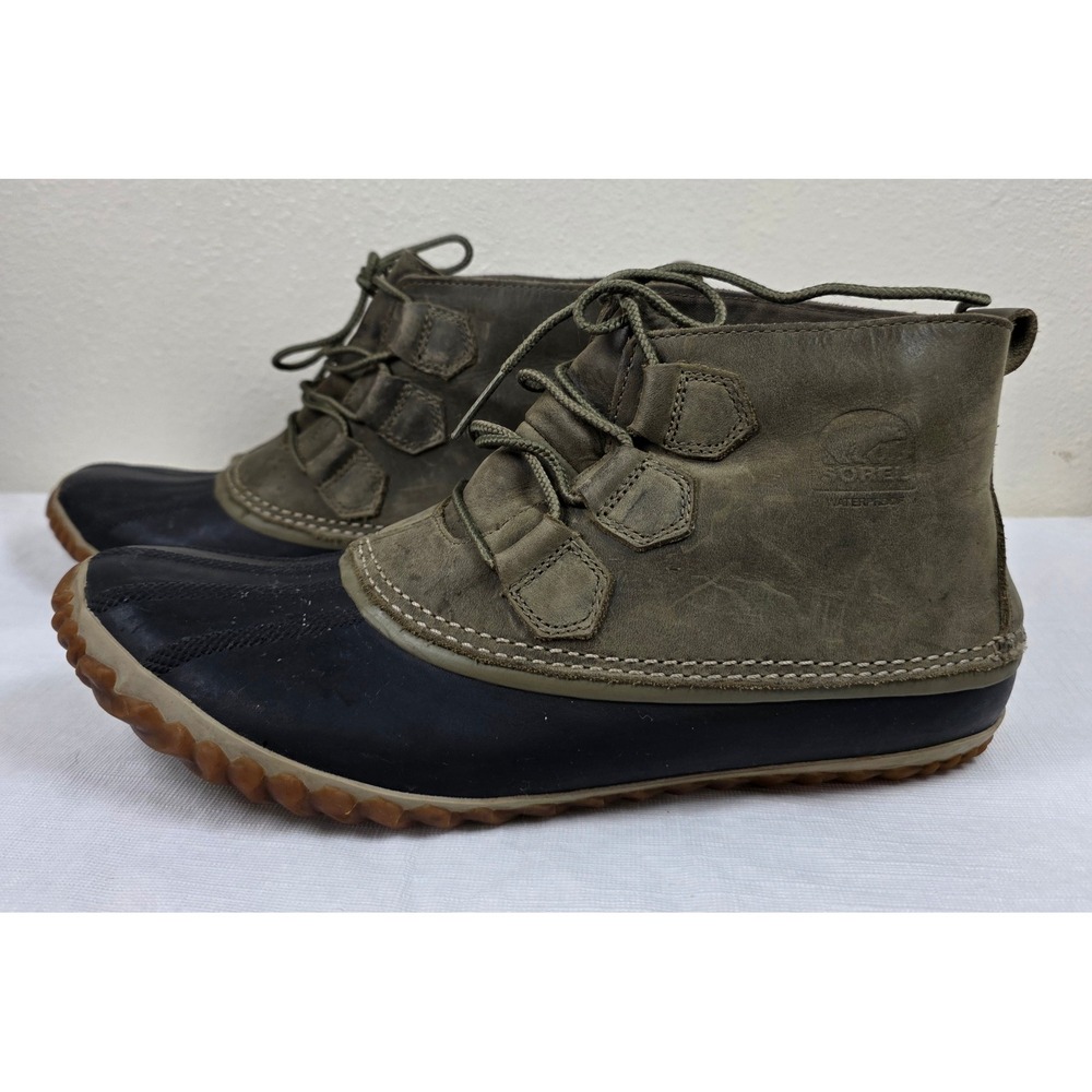 Sorel Out N About Leather Duck Boots olive  Waterproof Women 11 Granola Gorpcore - Picture 4 of 8